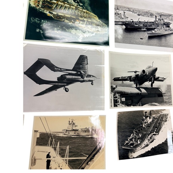 Vintage Royal Navy Aircraft Carrier & Jet Photo Collection HMS Eagle - BW - Picture 2 of 9